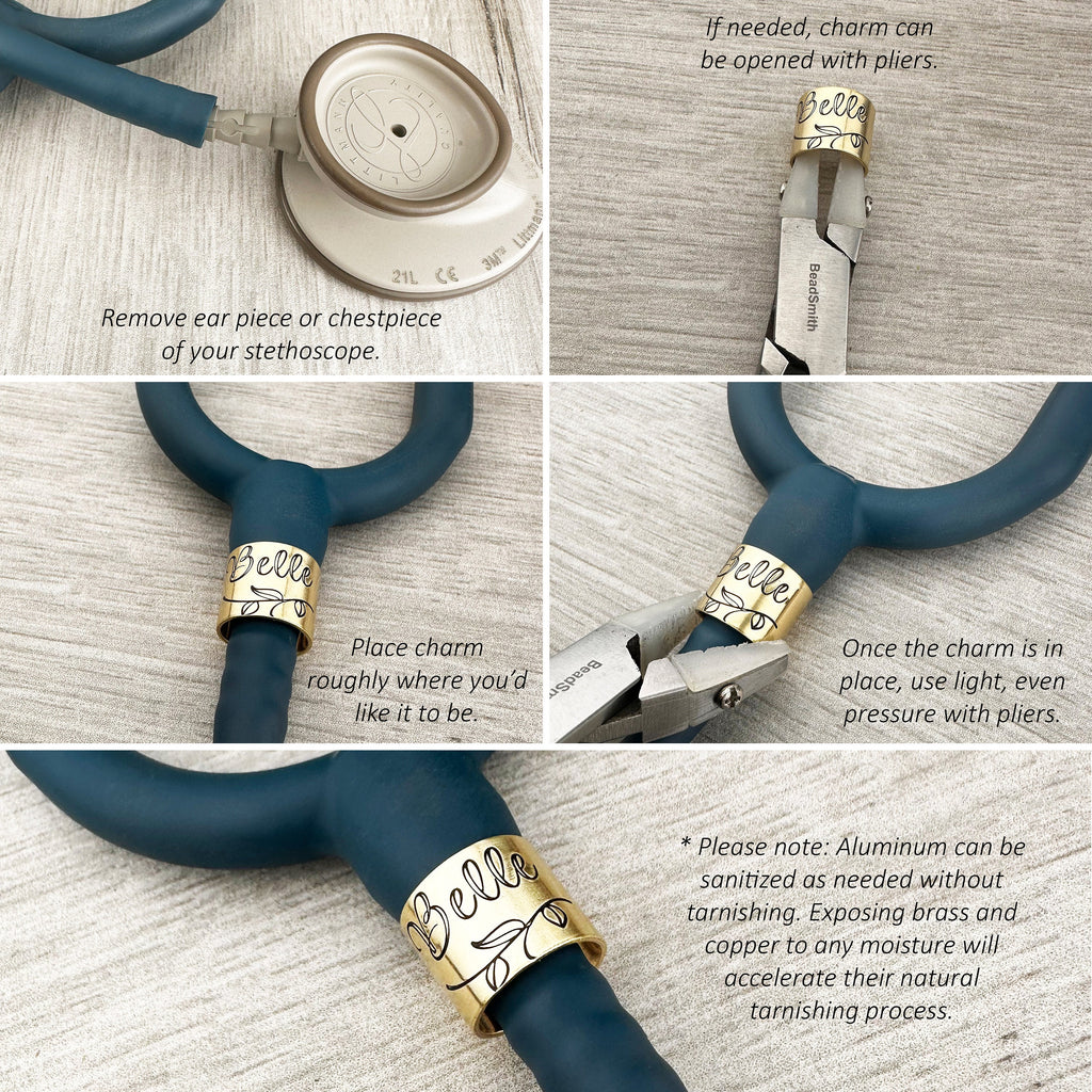 Custom Stethoscope ID Charm • Stethoscope Love Name Tag • Nurse RN Doctor Midwife Gift • Graduation Gift •  Stethoscope Accessories